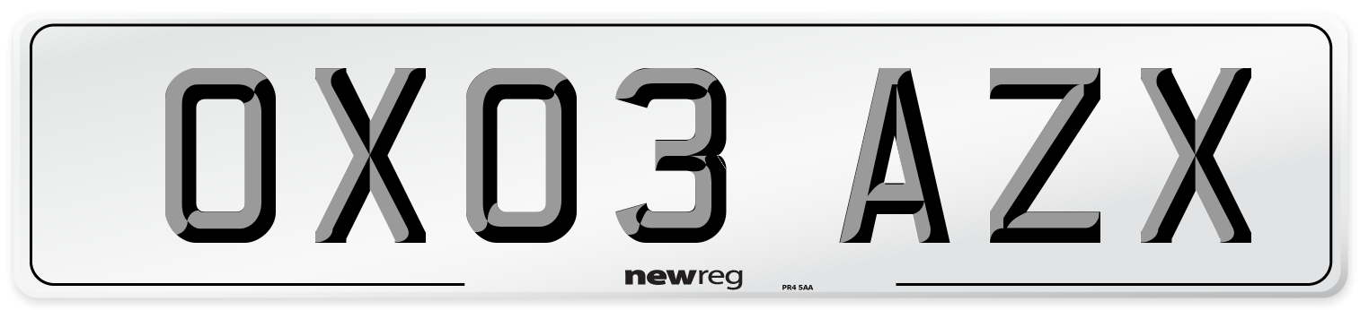 OX03 AZX Number Plate from New Reg